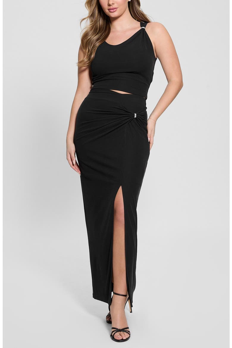 Aimee Embellished Ring Maxi Skirt, Alternate, color, BLACK-BLACK