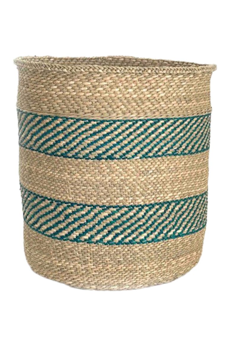 Turquoise Stripe Iringa Basket, Alternate, color, Turquoise Stripe