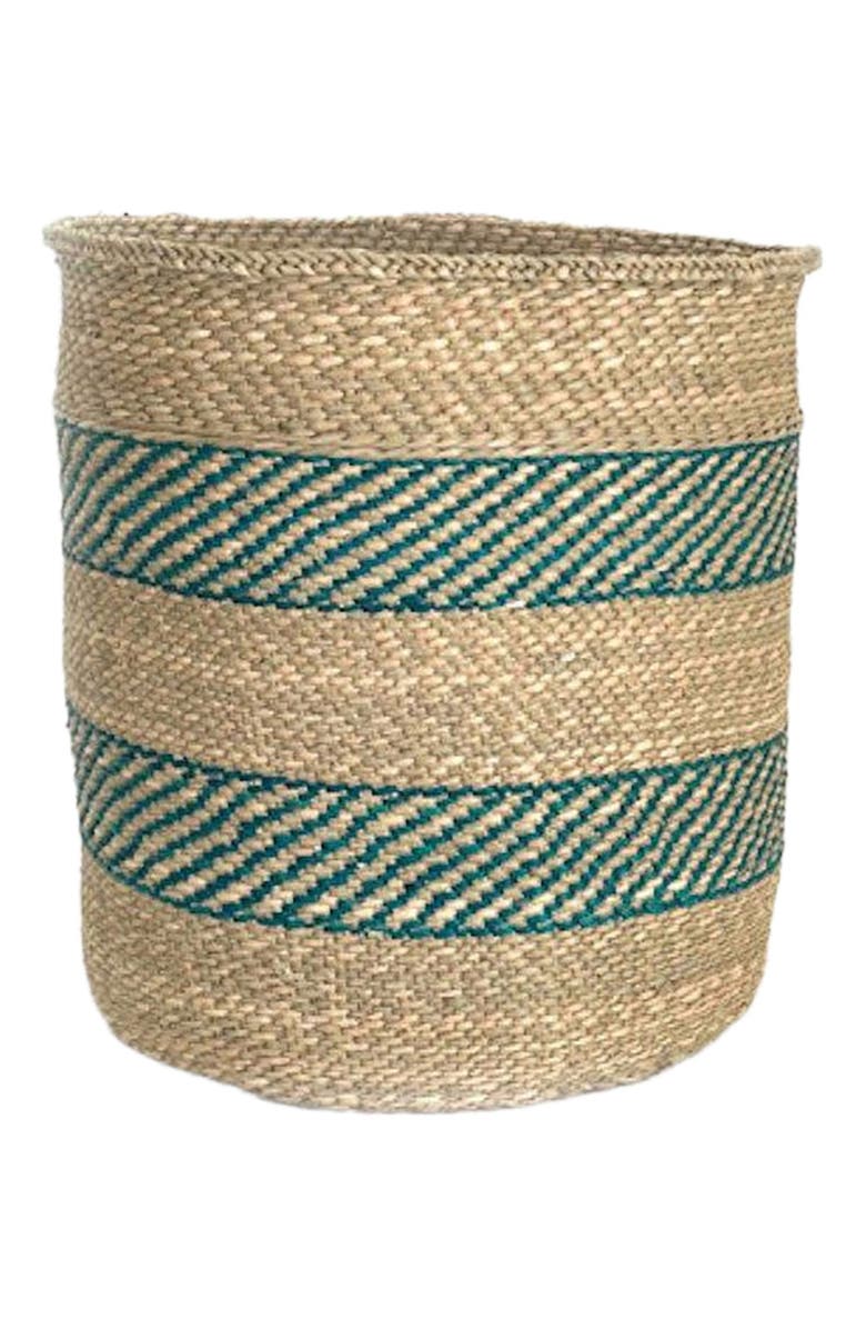 Mbare Turquoise Stripe Iringa Basket, Alternate, color, Turquoise Stripe