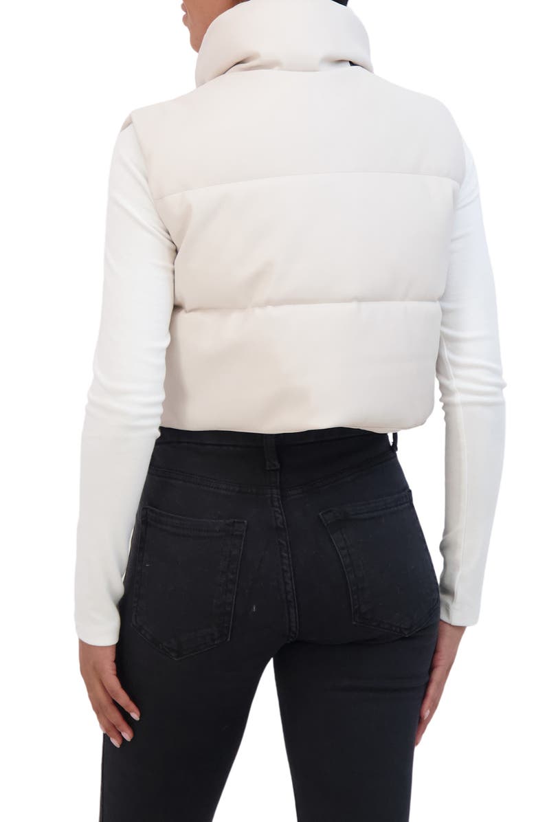 Sebby Crop Faux Leather Vest, Alternate, color, Ivory