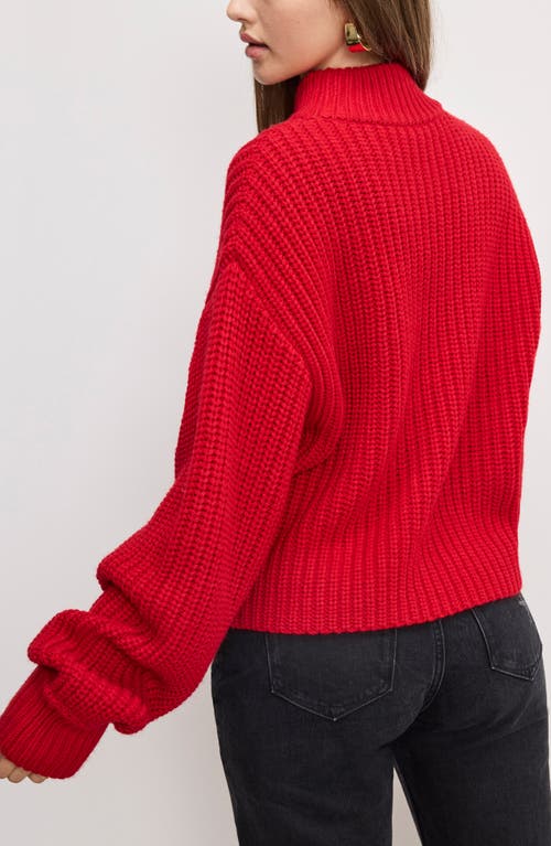 Good American Chunky Knit Mock Neck Sweater In Red