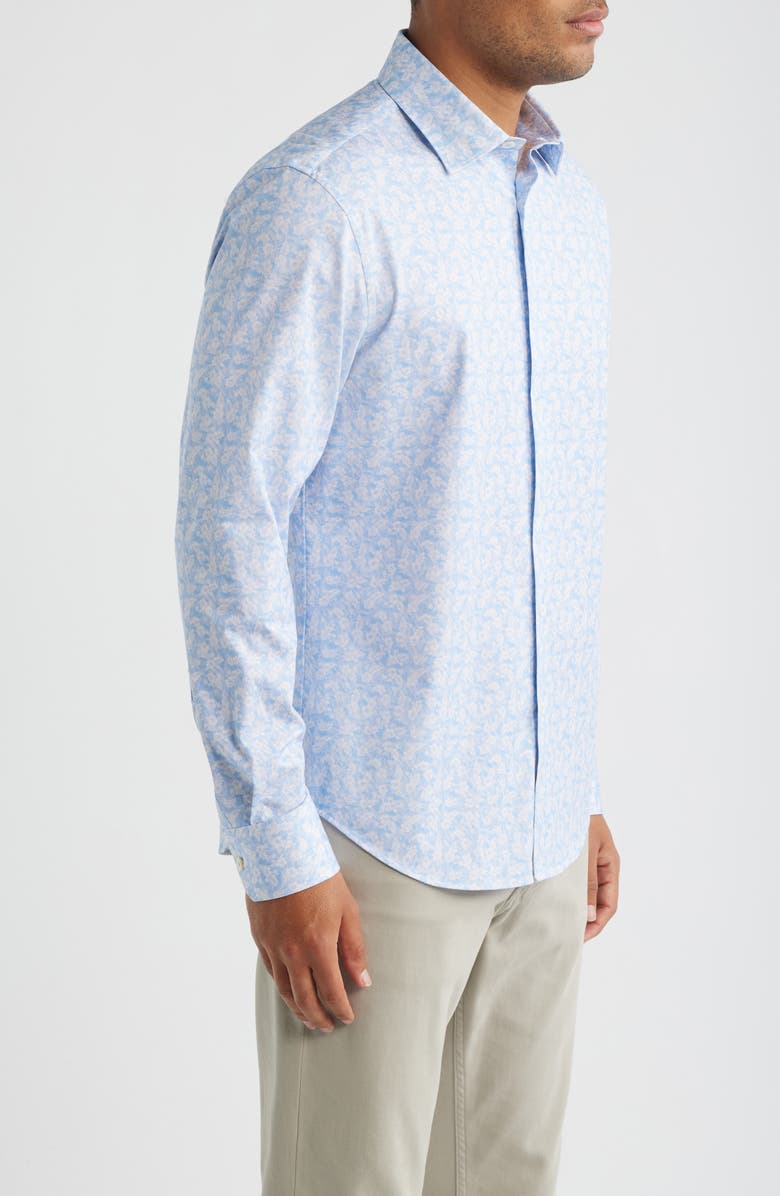 Bugatchi James OoohCotton<sup>®</sup> Floral Print Button-Up Shirt, Alternate, color, Lavender