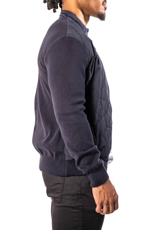 Maceoo Quilted & Knit Bomber Jacket In Blue