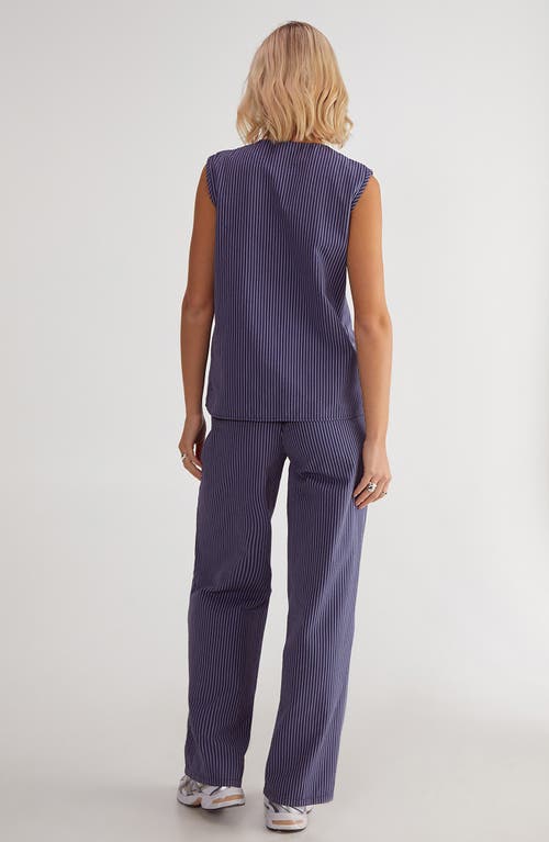 Nasty Gal Stripe Straight Leg Pants In Navy