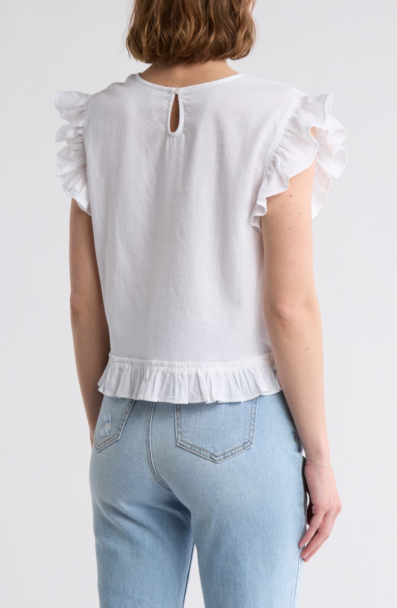 Melrose and Market Ruffle Cap Sleeve Cotton Top, Alternate, color, White