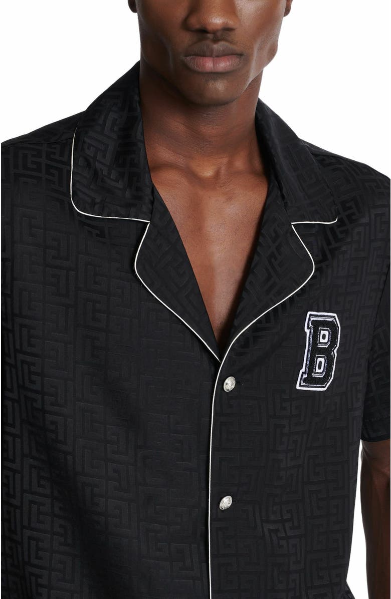 Balmain Varsity Pyjama Shirt, Alternate, color, Black