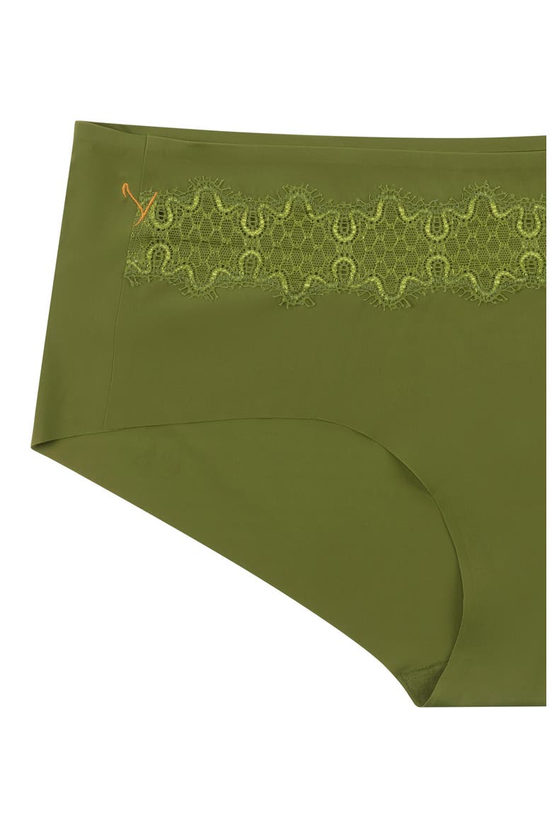 Soft Seamless Briefs with Lace, Alternate, color, TERRARIUM MOSS