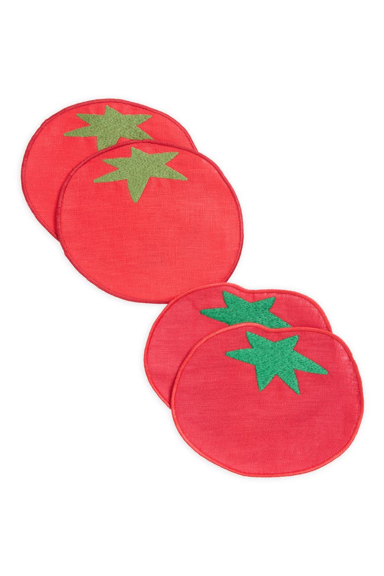 Set of 4 Tomato Cocktail Napkins, Main, color, LIGHT RED