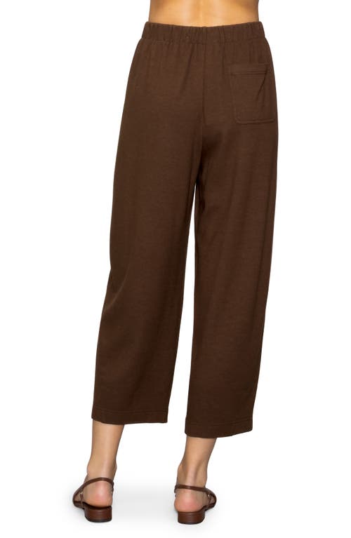 Melloday Brushed Crop Pants In Brown