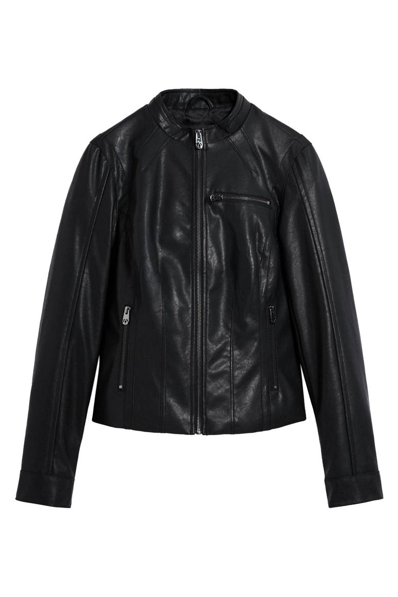 Faux Leather Jacket, Alternate, color, BLACK
