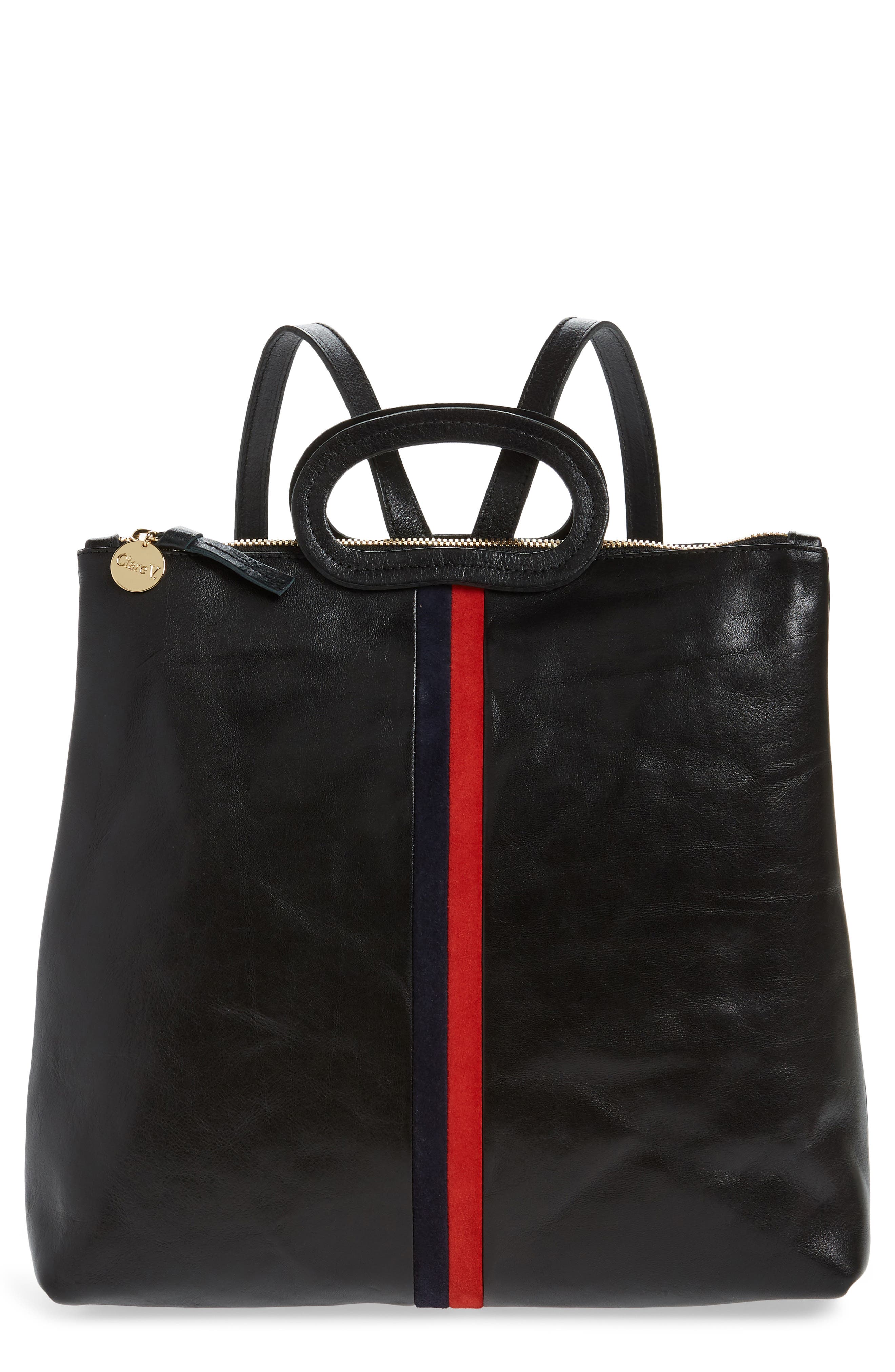 Clare V. Marcelle Leather Backpack, Main, color, 