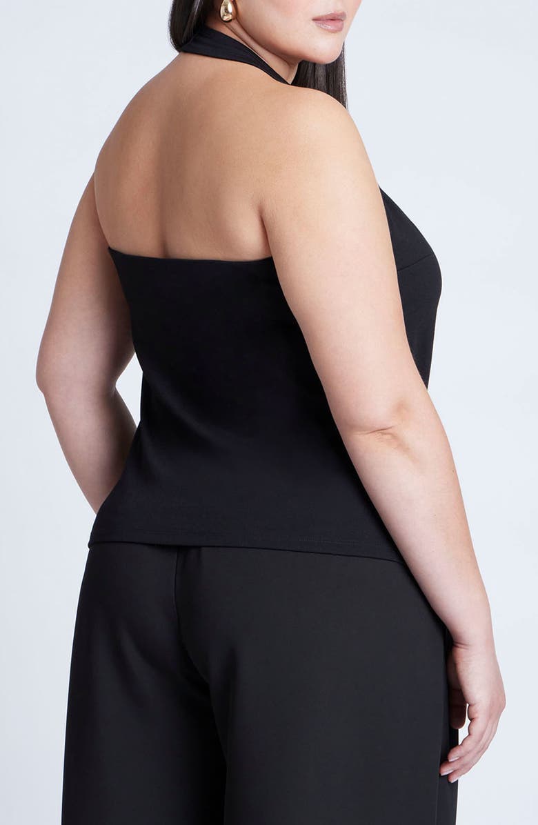 ELOQUII Hardware Asymmetric Halter Neck Top, Alternate, color, 