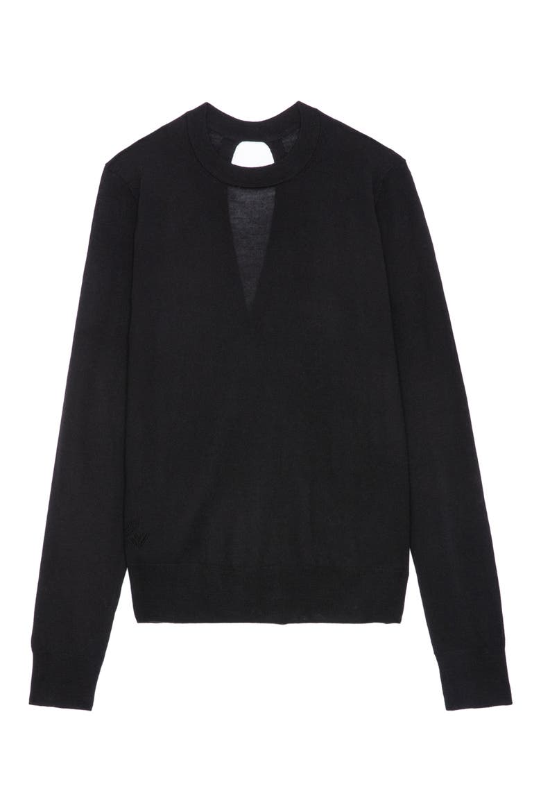 Emma Wool Crewneck Sweater, Alternate, color, NOIR