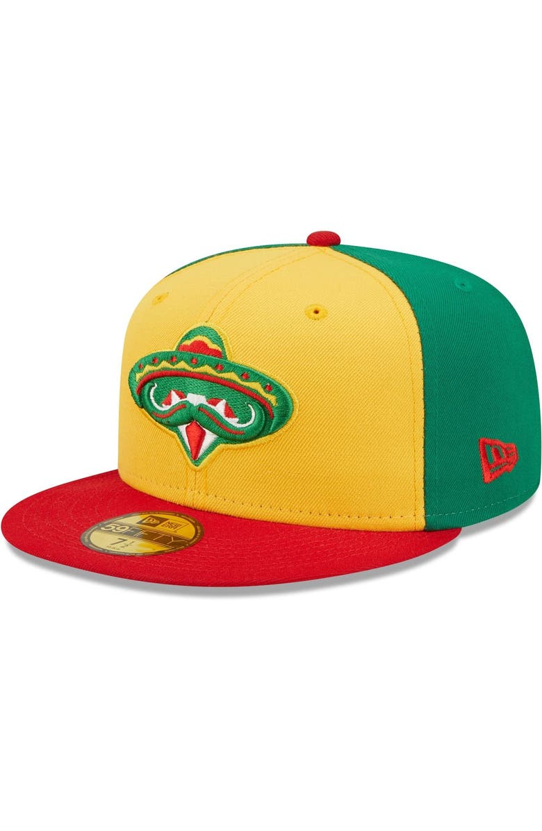 New Era Men's New Era Yellow/Red Diamantes de Arkansas Copa De La Diversion 59FIFTY Fitted Hat, Alternate, color, 