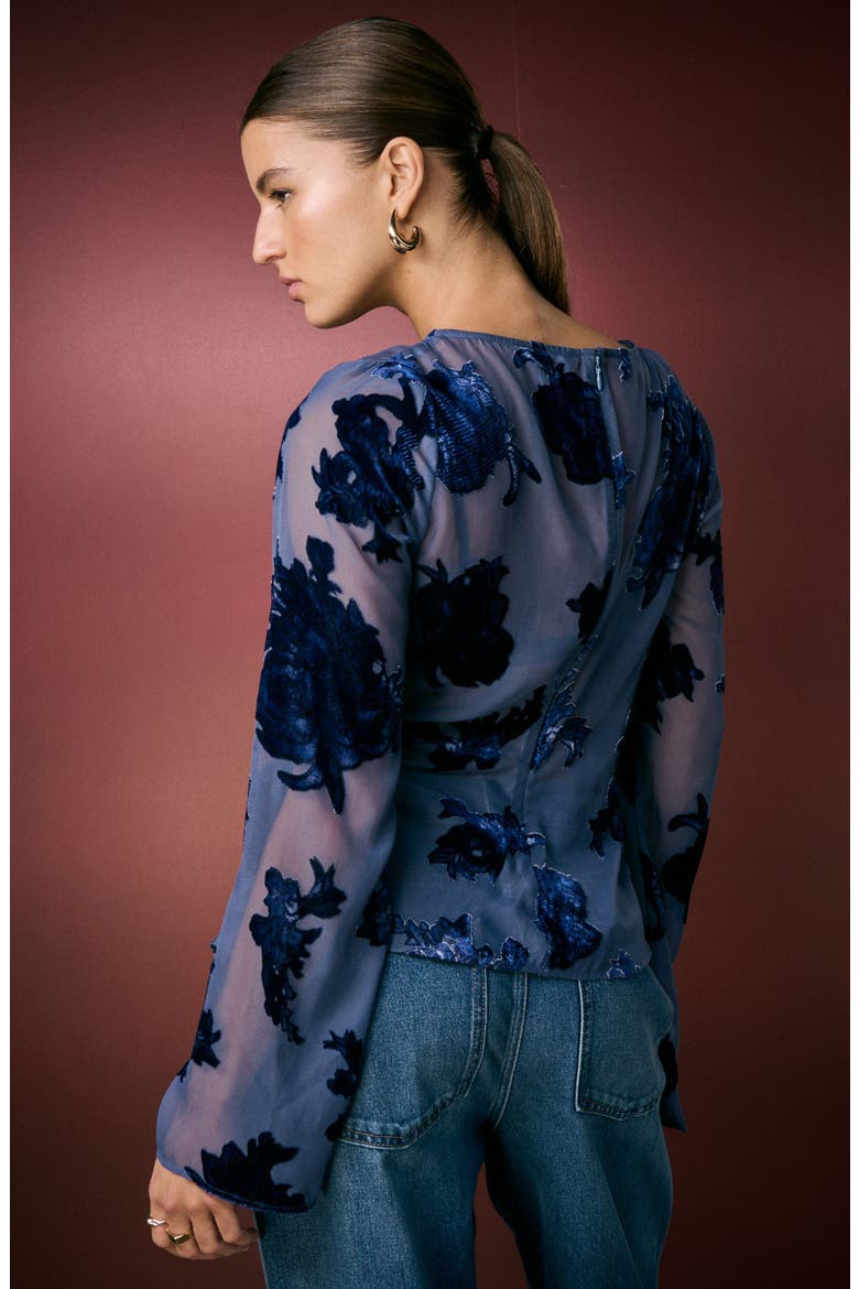 Flocked Mesh Top, Alternate, color, BLUE