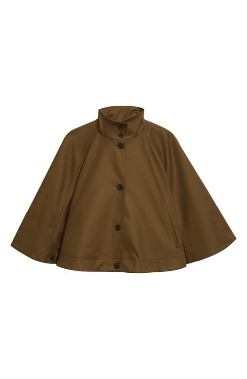 Max Mara Fulcro Water Repellent Cotton Gabardine Cape In Kaki