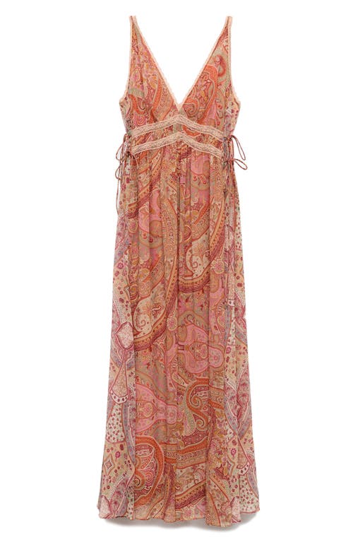 Mango Paisley Lace Trim Maxi Slipdress In Multi