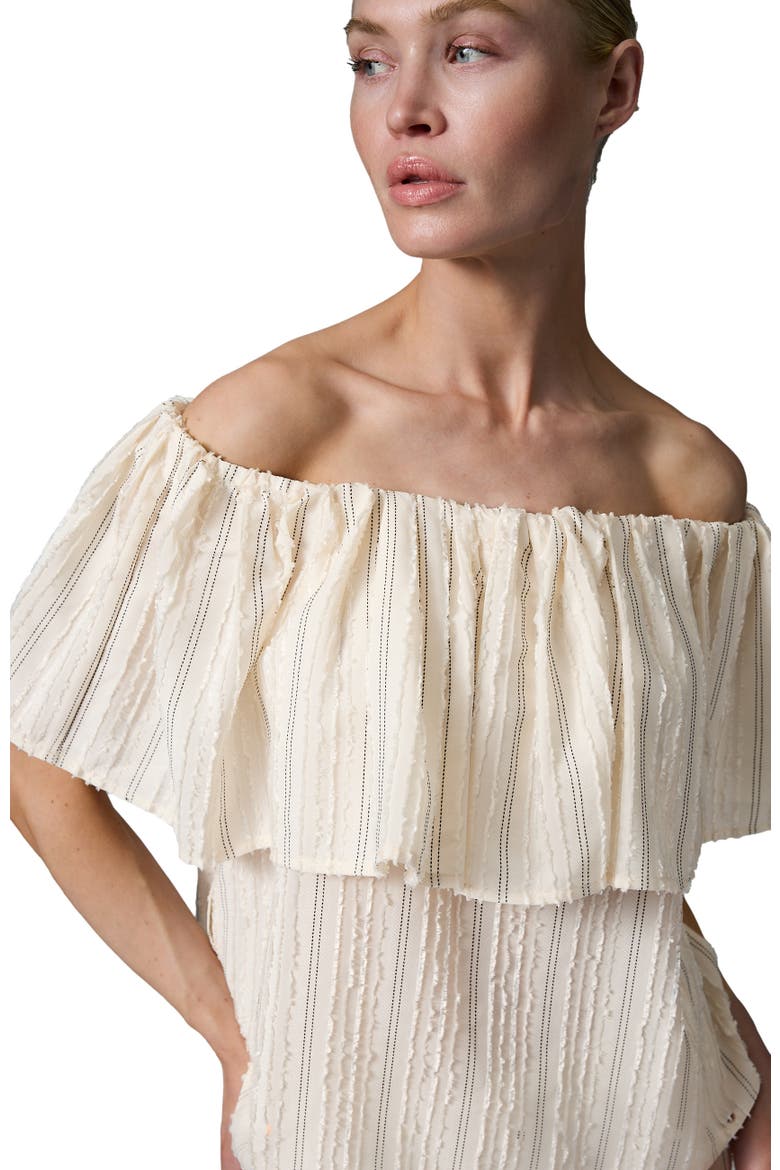 Hera Raw Stripe Bardot Top, Alternate, color, Jet Stream