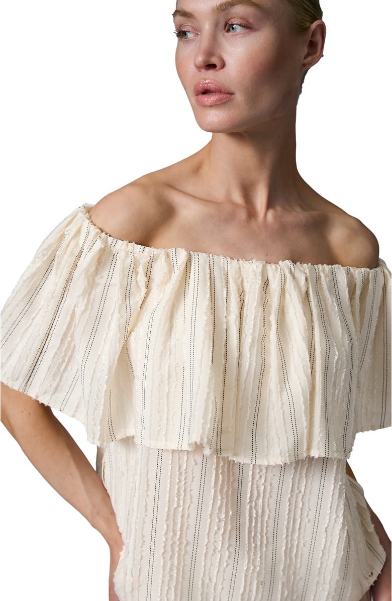 DAY Birger et Mikkelsen Hera Raw Stripe Bardot Top, Alternate, color, Jet Stream