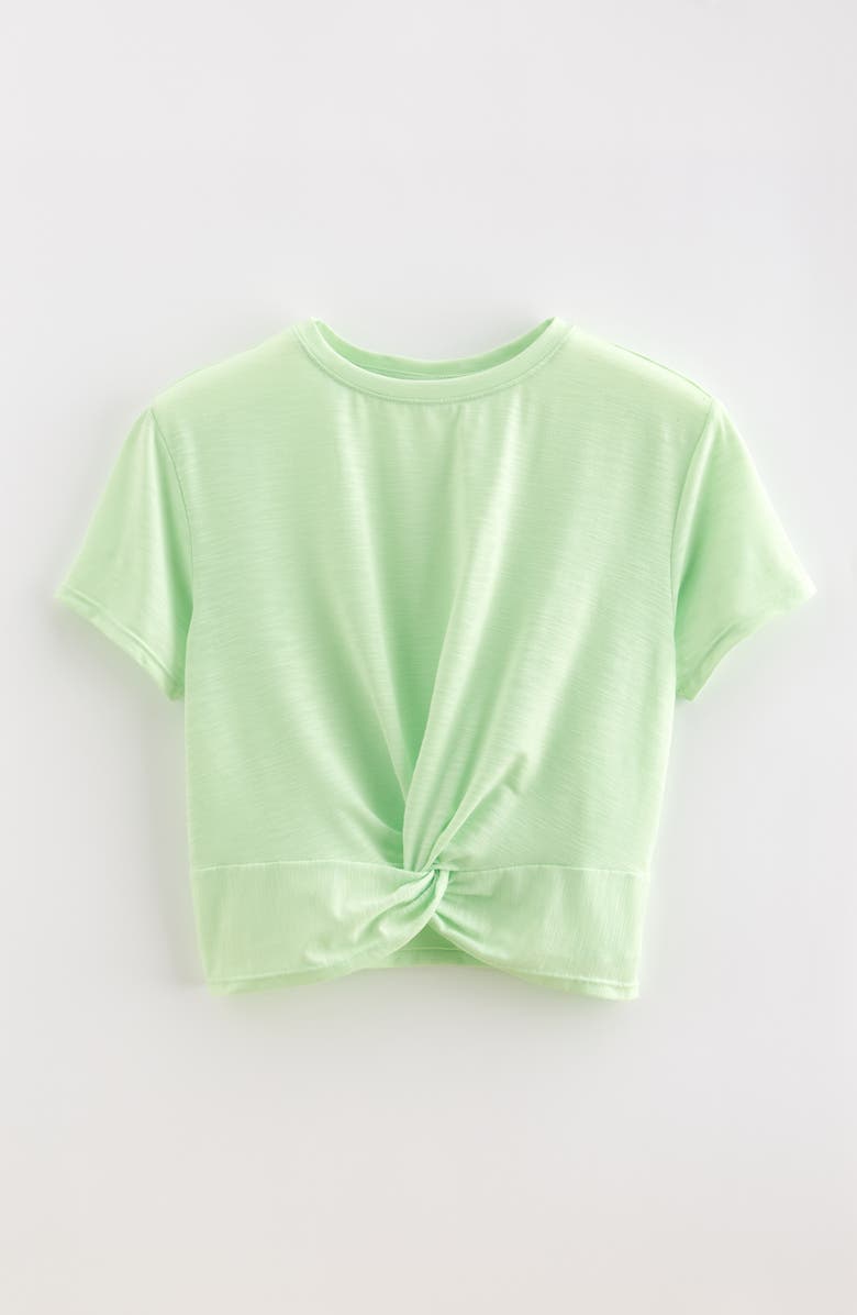Zella Girl Kids' Twist Front T-Shirt, Main, color, Green Verde
