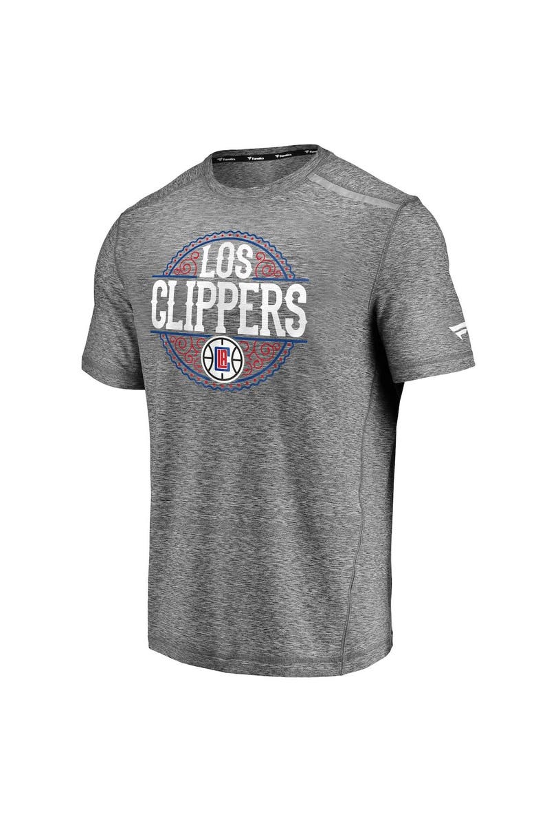 FANATICS Men's Fanatics Branded Heather Gray LA Clippers Noches Ene-Be-A Clutch Shooting T-Shirt, Alternate, color,