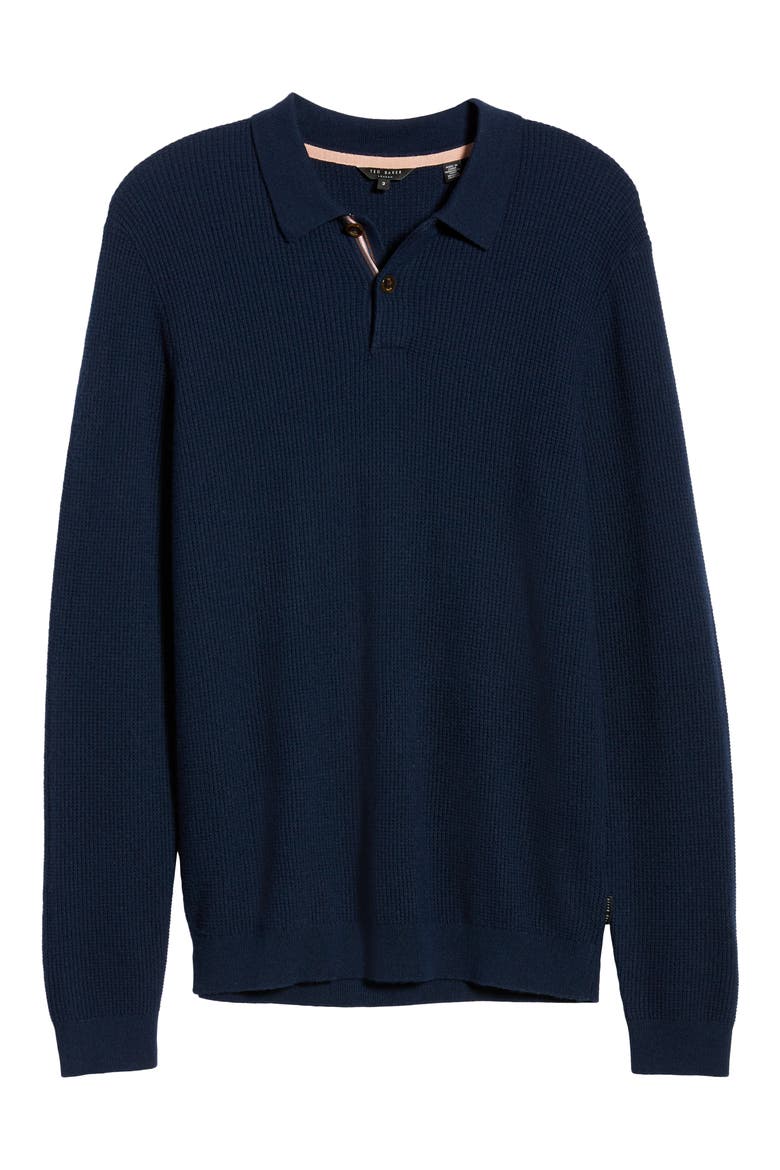 Batha Long Sleeve Polo, Alternate, color, NAVY