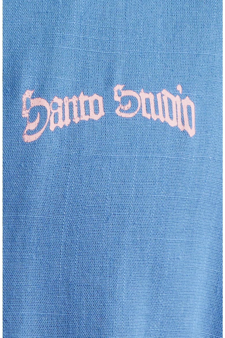 Don't Fake the Funk Short Sleeve Cotton Button-Up Shirt, Alternate, color, DUSTY BLUE