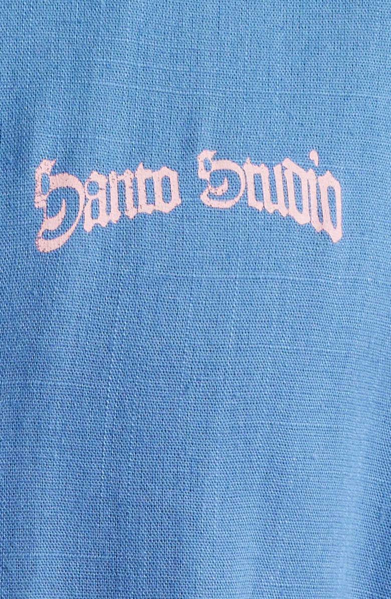 SANTO STUDIO Don't Fake the Funk Short Sleeve Cotton Button-Up Shirt, Alternate, color, Dusty Blue