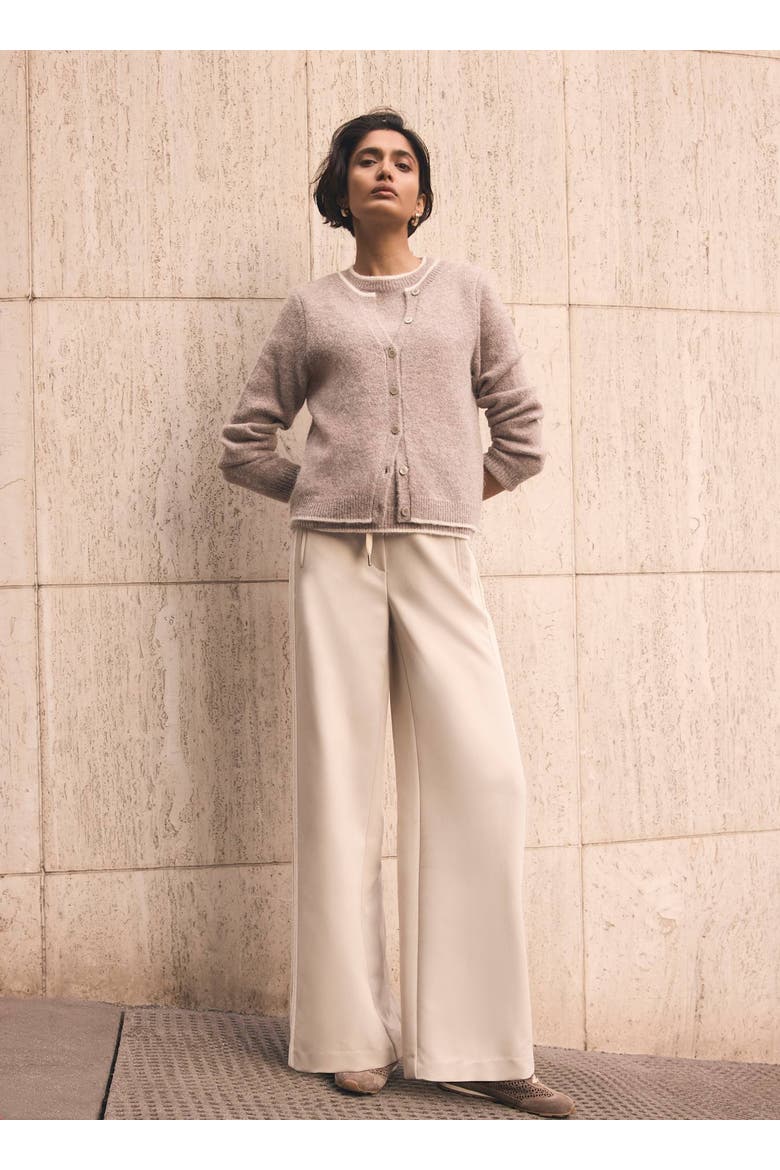 Crochet Side Stripe Wide Joggers, Alternate, color, Neutral