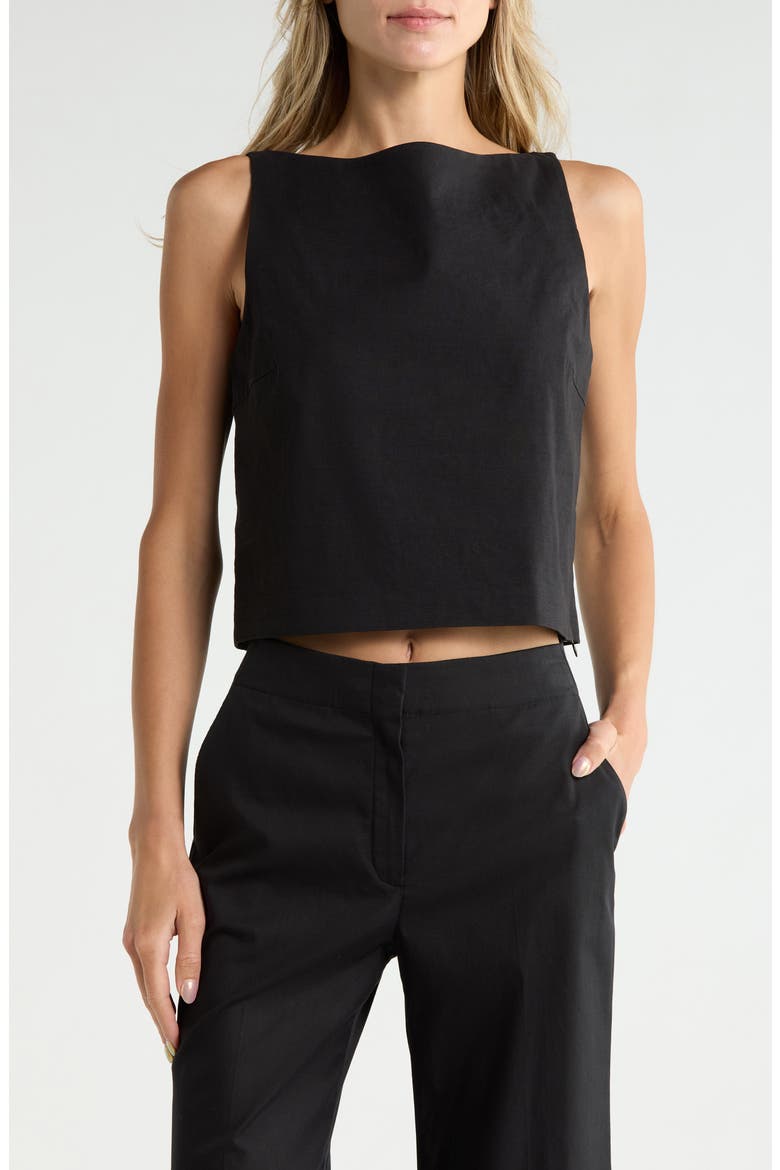 Boat Neck Sleeveless Shell, Main, color, BLACK