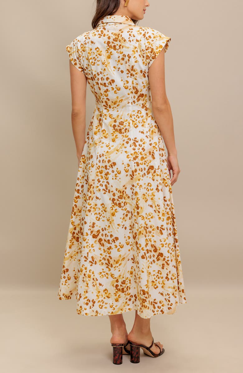 FLYING TOMATO Print Midi Button Front Shirtdress, Alternate, color, Ivory Brown