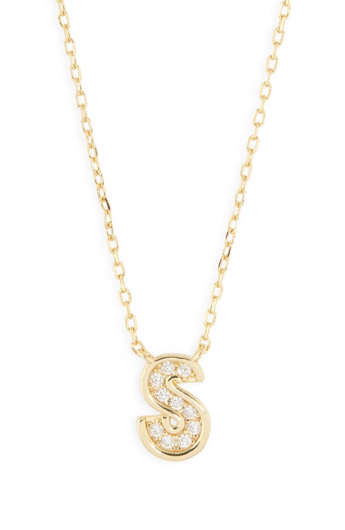 Argento Vivo Sterling Silver Cubic Zirconia Initial Pendant Necklace In Gold