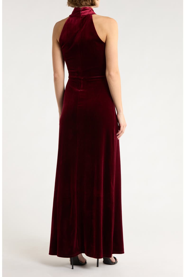 Mock Neck Sleeveless Velvet Maxi Dress, Alternate, color, ZINFANDEL