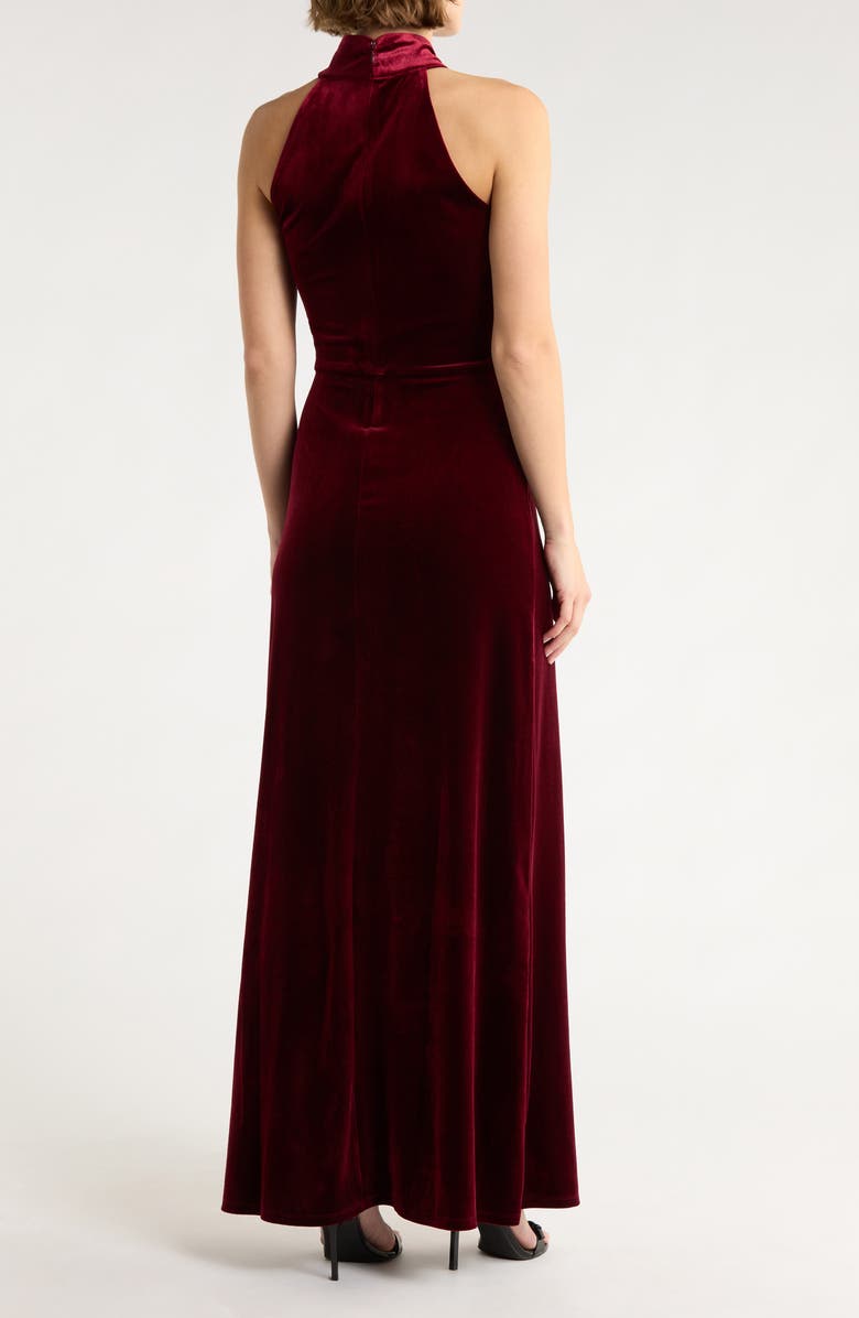 Love By Design Mock Neck Sleeveless Velvet Maxi Dress, Alternate, color, Zinfandel