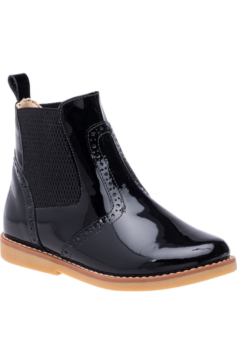 Elephantito Kids' Brogue Chelsea Boot, Main, color, Patent Black