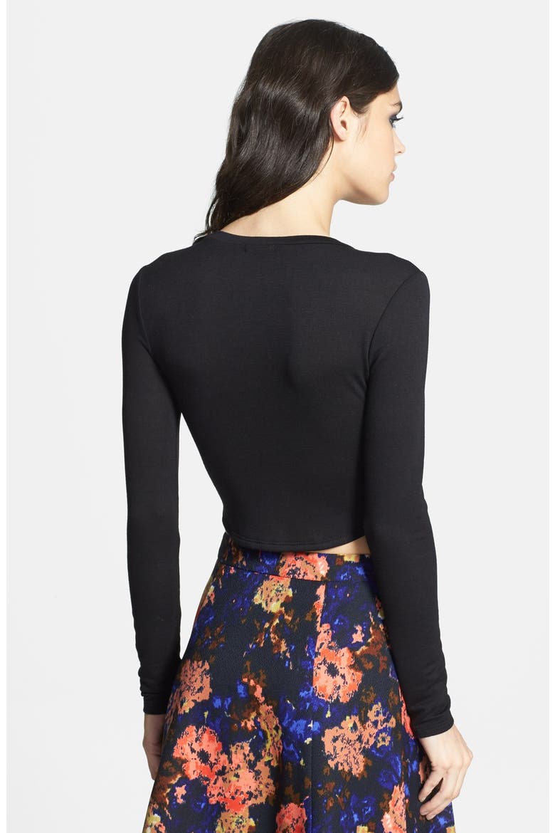 French Terry Crop Top, Alternate, color, BLACK