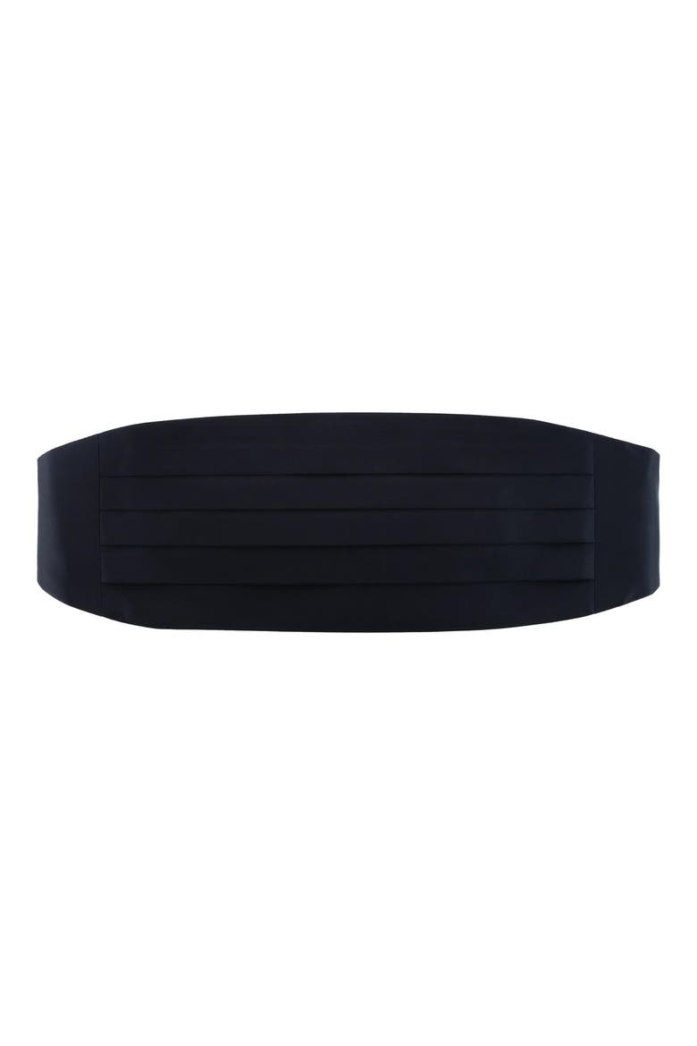 Sutton Solid Silk Cummerbund, Main, color, BLACK