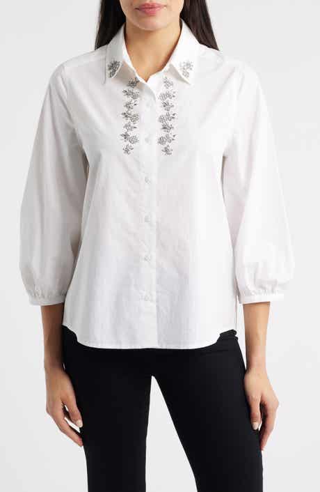 Tommy Bahama Oceana Isle Rhinestone Cotton Poplin Button-Up Shirt