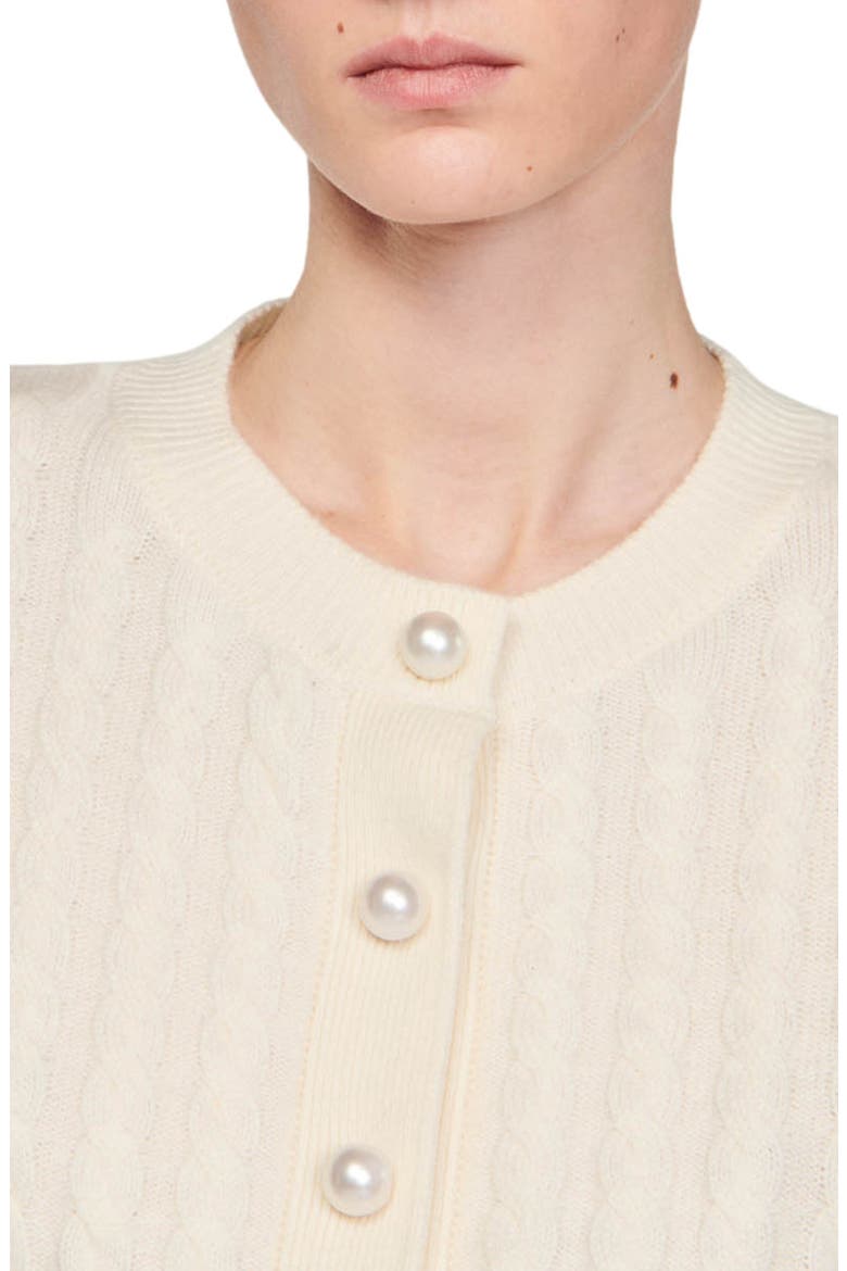 Elina Cable Stitch Wool Blend Crop Cardigan, Alternate, color, ECRU