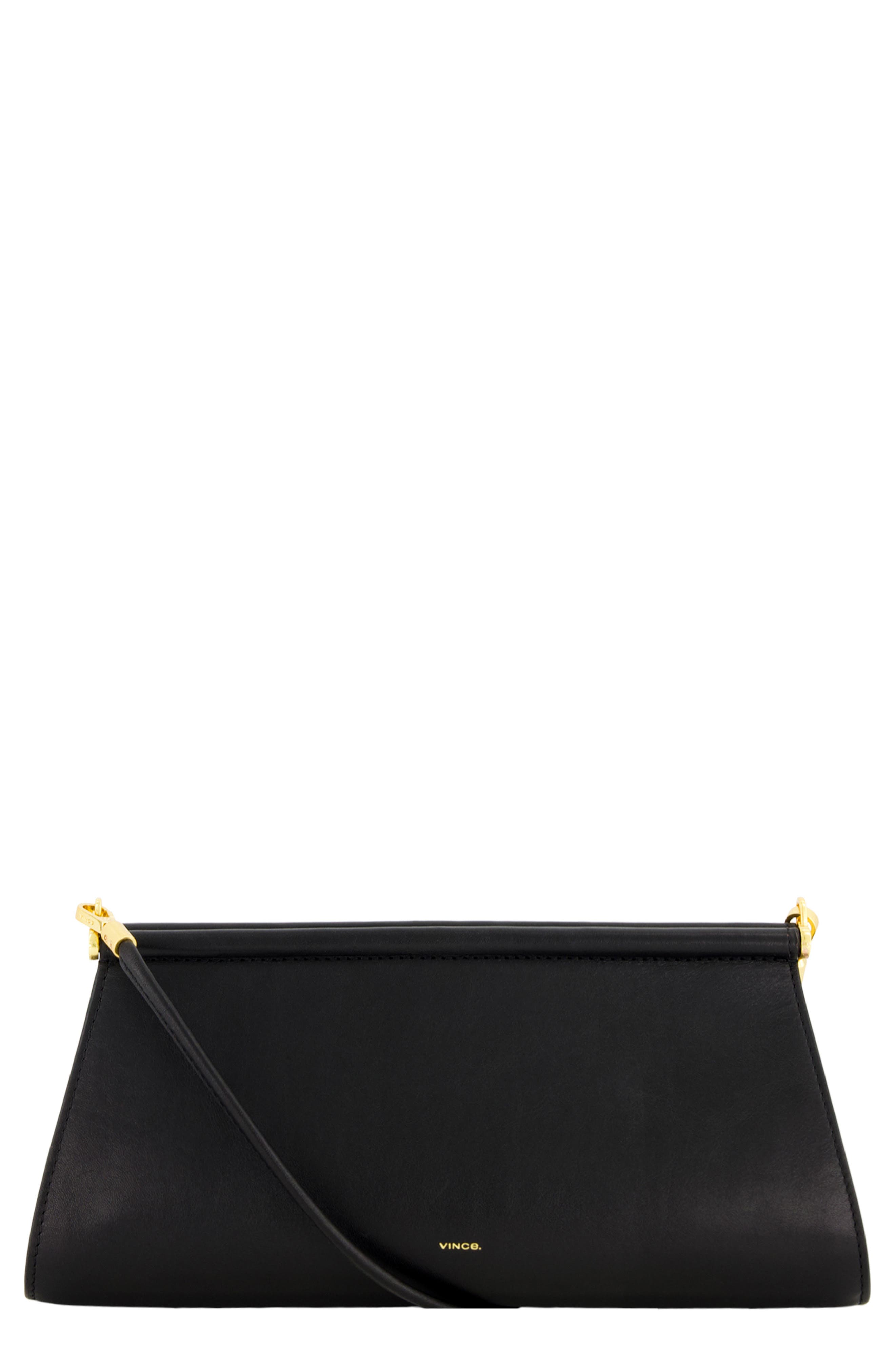Double Bar Nappa Leather Frame Shoulder Bag, Main, color, BLACK