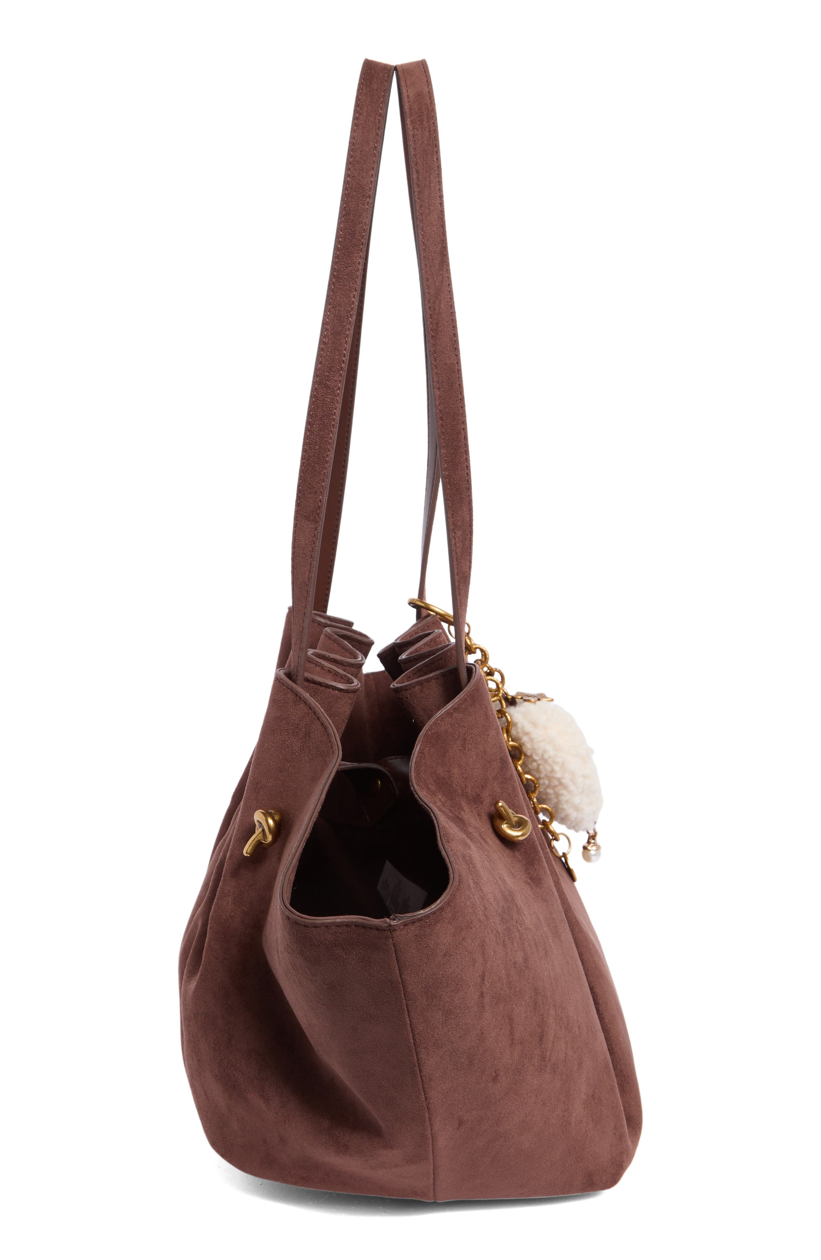 Bleanne Faux Suede Tote, Alternate, color, ESPRESSO BROWN SUEDE