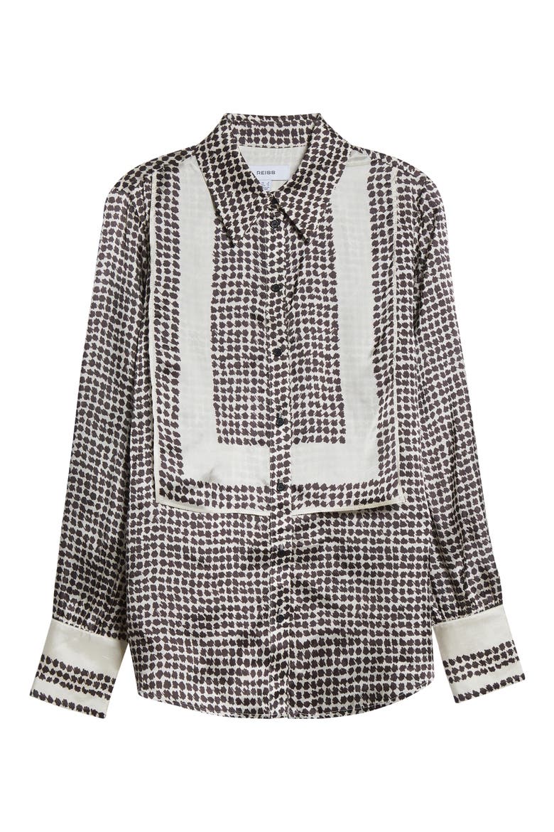 Harper Houndstooth Tuxedo Bib Button-Up Shirt, Alternate, color, IVORY/ BLACK