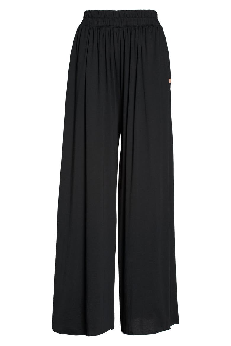 Organic Pima Wide Leg Lounge Pants, Alternate, color, IMMERSED BLACK