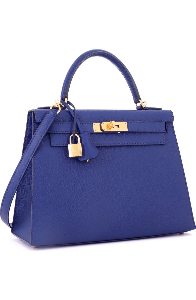Pre-Owned Hermes Kelly Handbag Blue Epsom with Gold Hardware 28, Alternate, color,