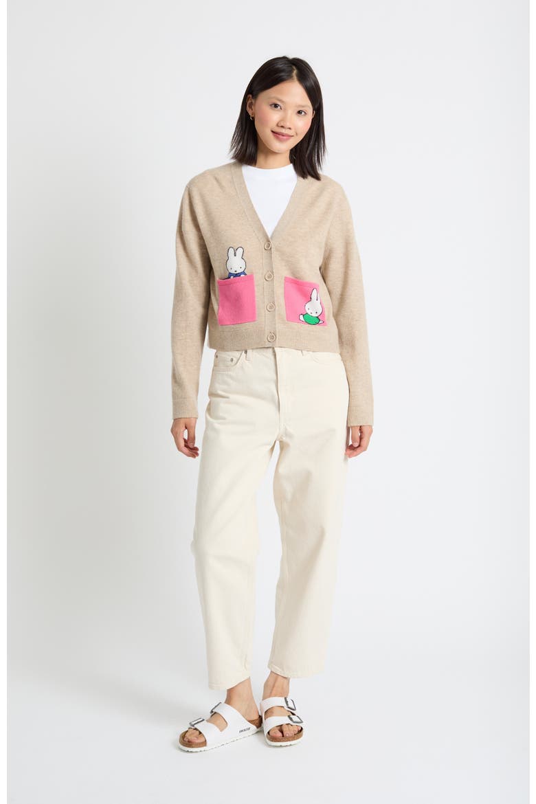 Wool-Cashmere Miffy Pocket Play Cardigan, Alternate, color, Soft Oat