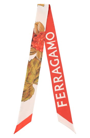Ferragamo Wild-berry Print Silk Bandeau In White