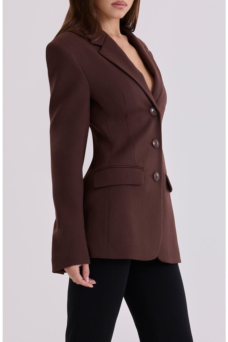 Luella Hourglass Crepe Jacket, Alternate, color, CHOCOLATE