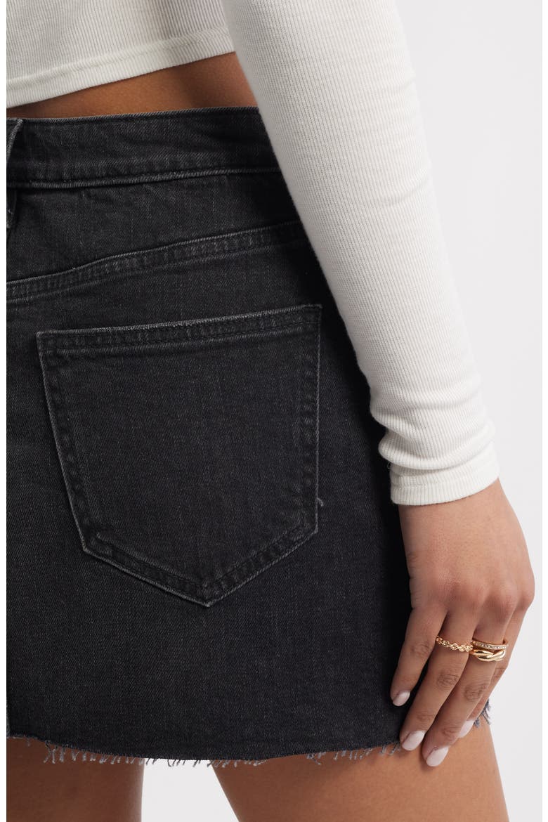 Raw Hem Denim Miniskirt, Alternate, color, WASHED BLACK