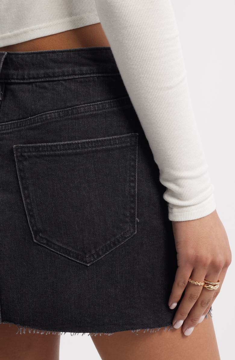 BP. Raw Hem Denim Miniskirt, Alternate, color, Washed Black