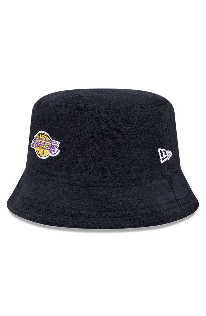 New Era Men's New Era Black Los Angeles Lakers Court Sport Terry Bucket Hat, Main, color, 
